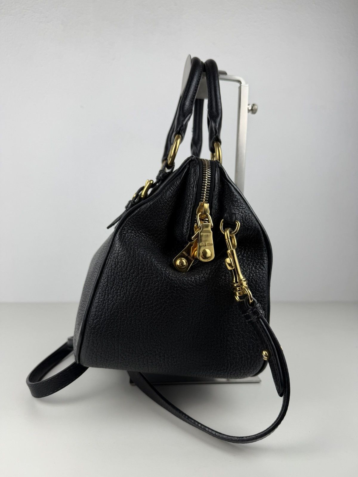 Miu miu madras leather mini boston bag