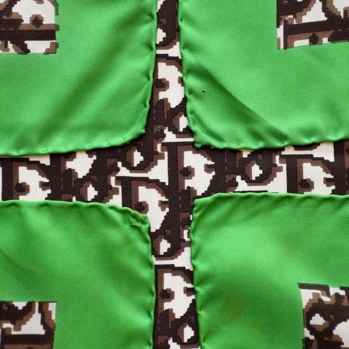 Vintage Dior trotter silk scarf brown & green