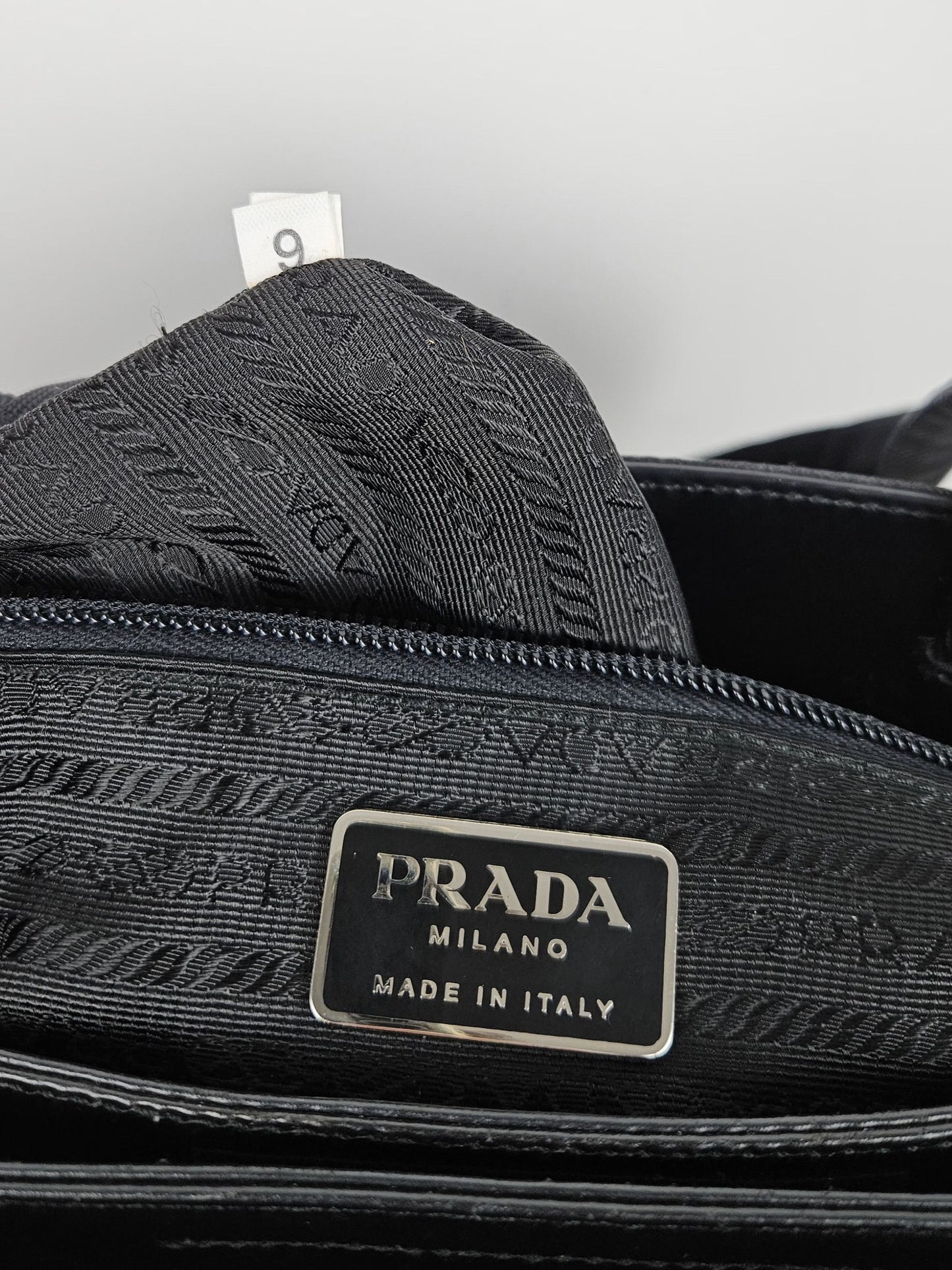 Archive AW1999 prada sport black tab wool and nylon tote bag