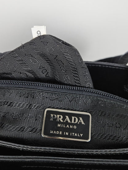 Archive AW1999 prada sport black tab wool and nylon tote bag
