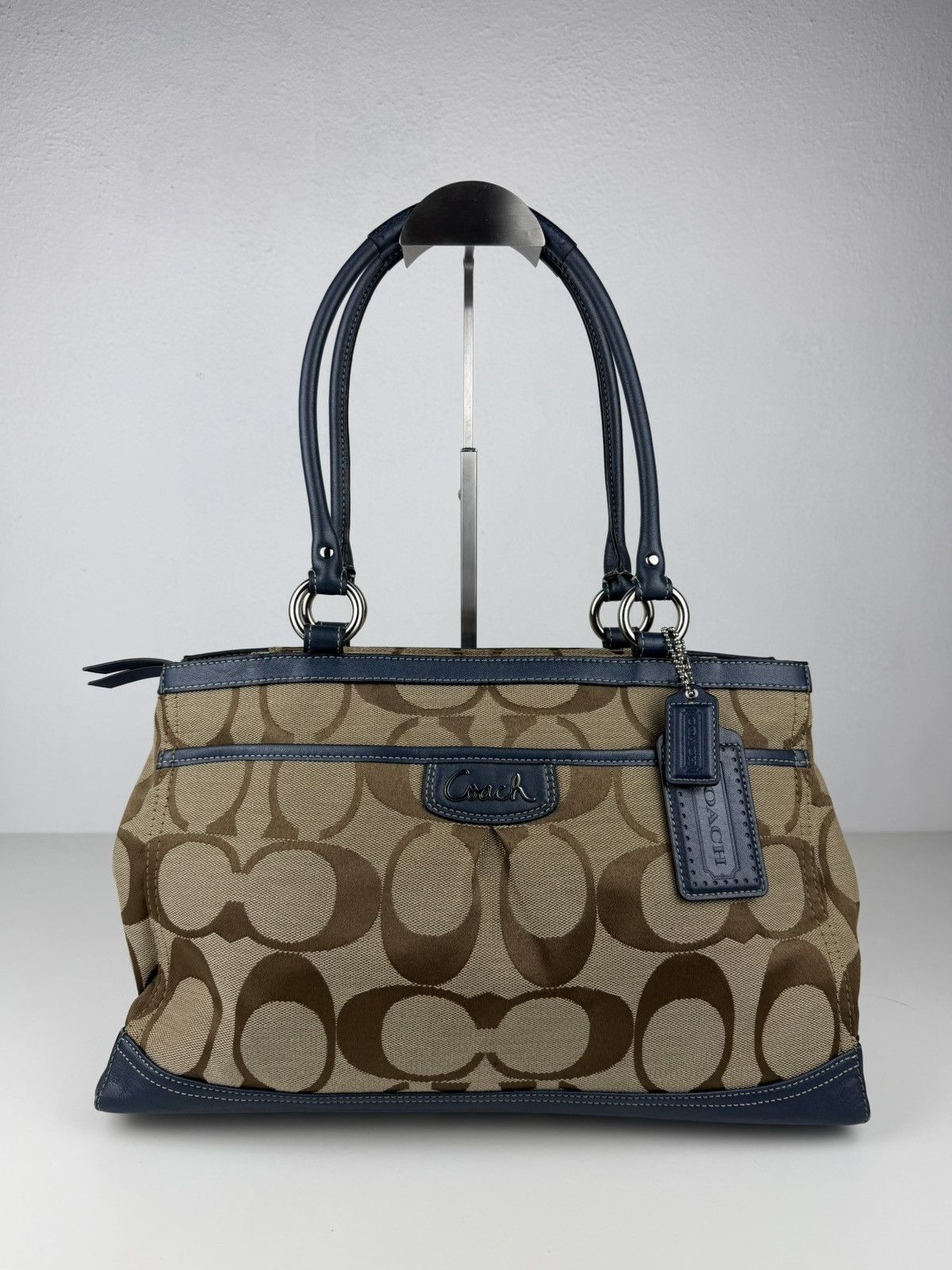 Coach park signature carryall canvas and leather tote