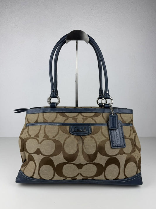 Coach park signature carryall canvas and leather tote