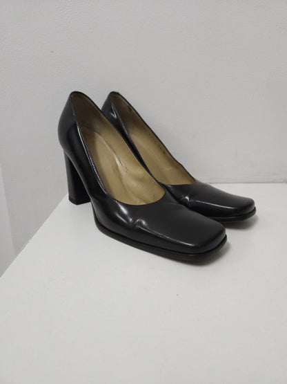 Archive Gucci square toe block heel pumps mules