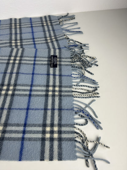 Vintage Burberry baby blue nova check wool scarf