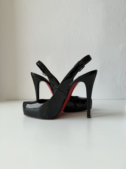 Christian Louboutin Rolande patent leather slingback pumps