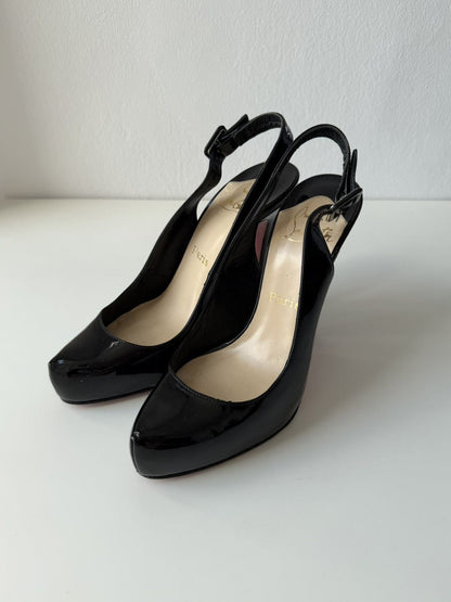 Christian Louboutin Rolande patent leather slingback pumps