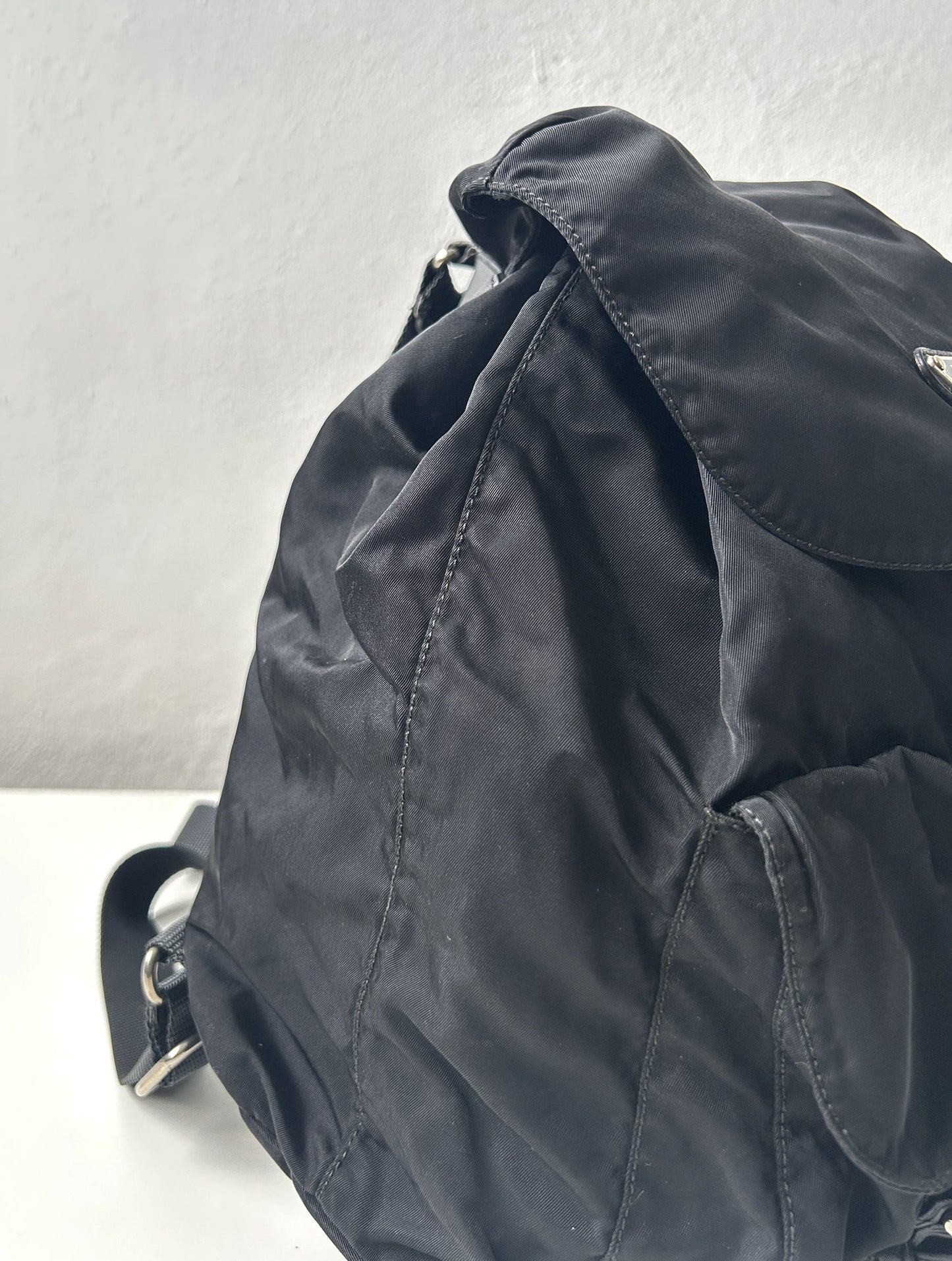 Vintage Prada nylon triangle logo cargo backpack