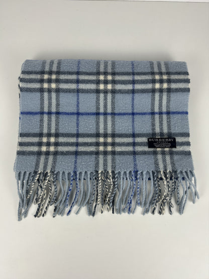 Vintage Burberry baby blue nova check wool scarf