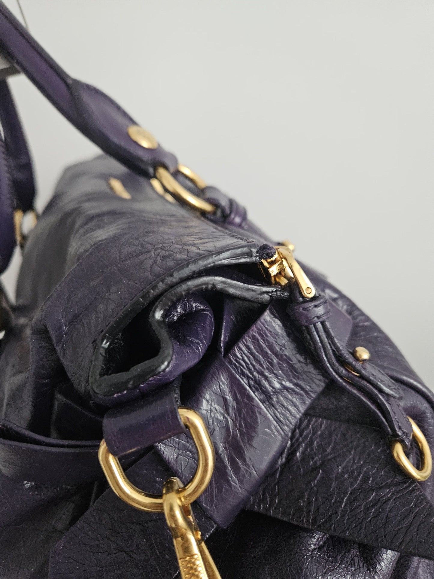 Miu miu vitello bow bag in deep purple