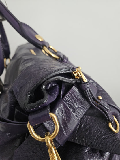 Miu miu vitello bow bag in deep purple