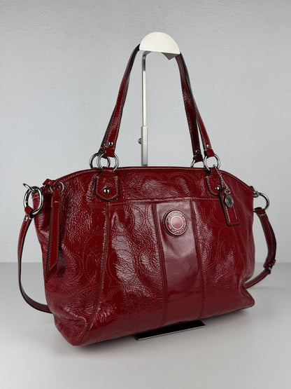 Coach signature patent leather tote bag