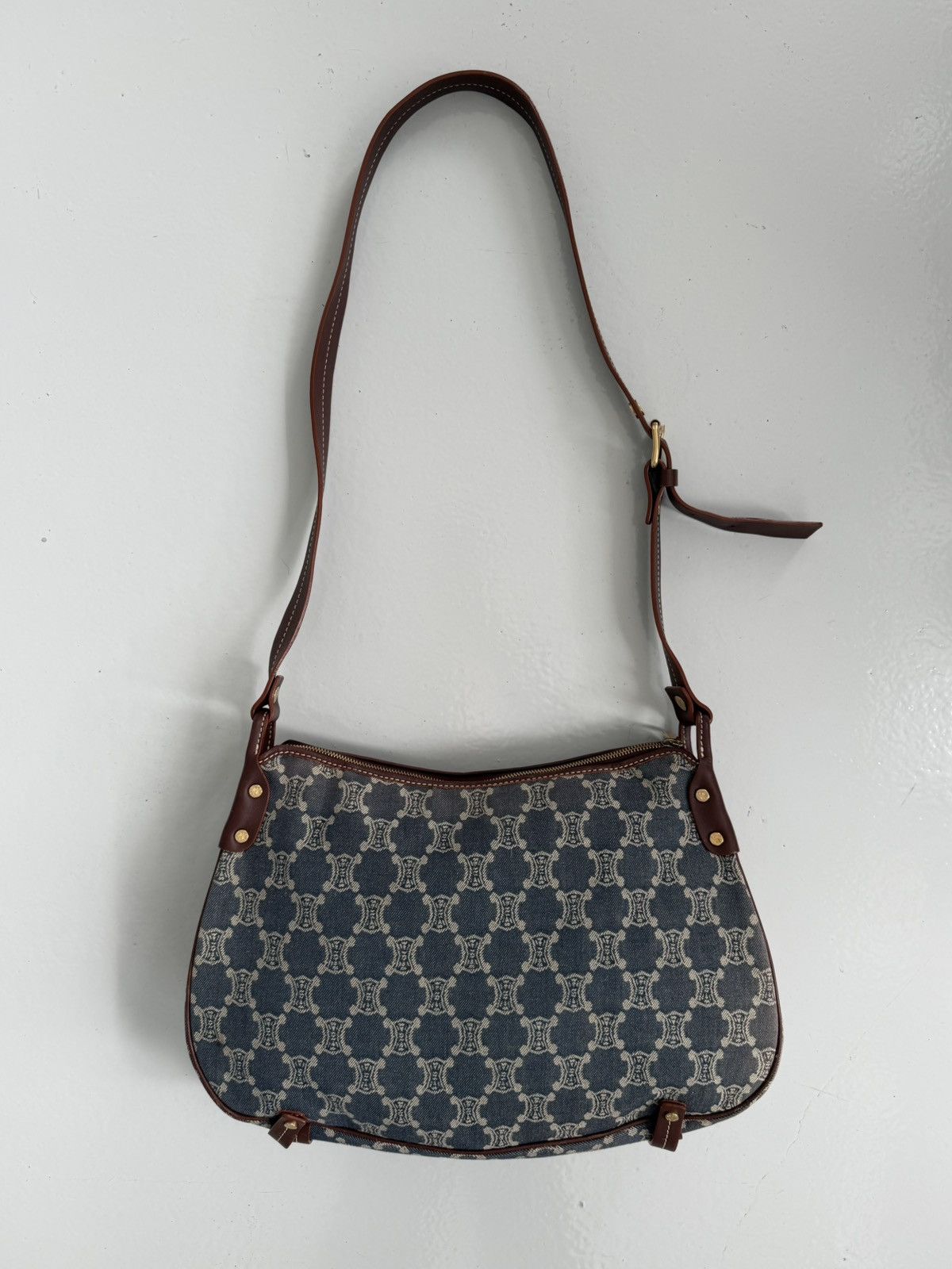 Celine macadam monogram denim shoulder/ crossbody bag