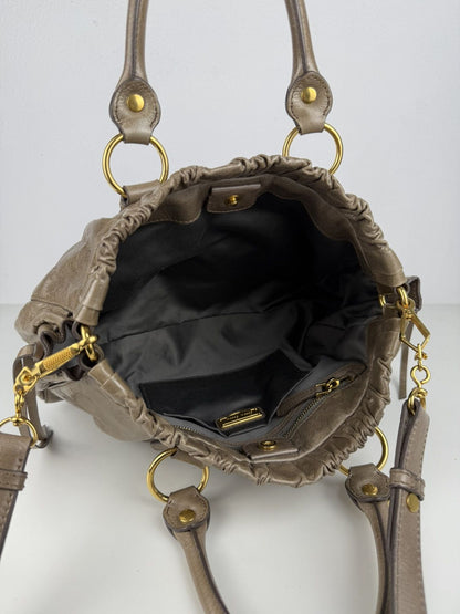 Miu Miu vitello bauletto aperto gathered leather handbag