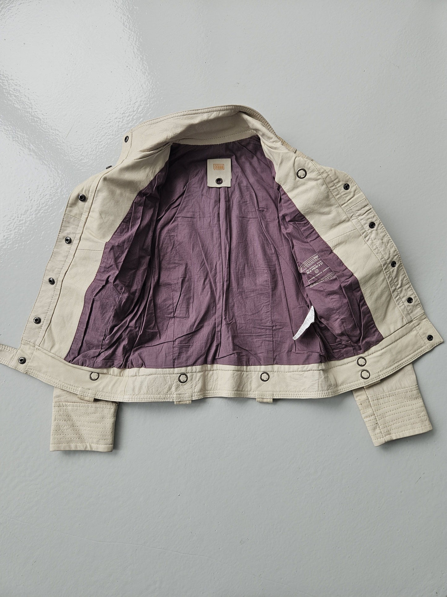 Archive y2k multipocket high collar leather jacket