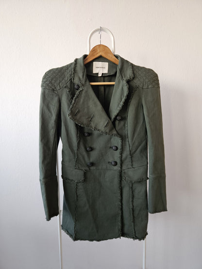 Pierre Balmain raw edge double breasted napoleon coat