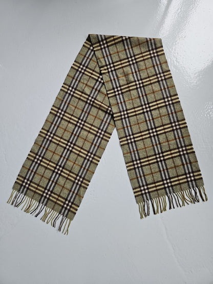 Vintage Burberry green nova check cashmere scarf