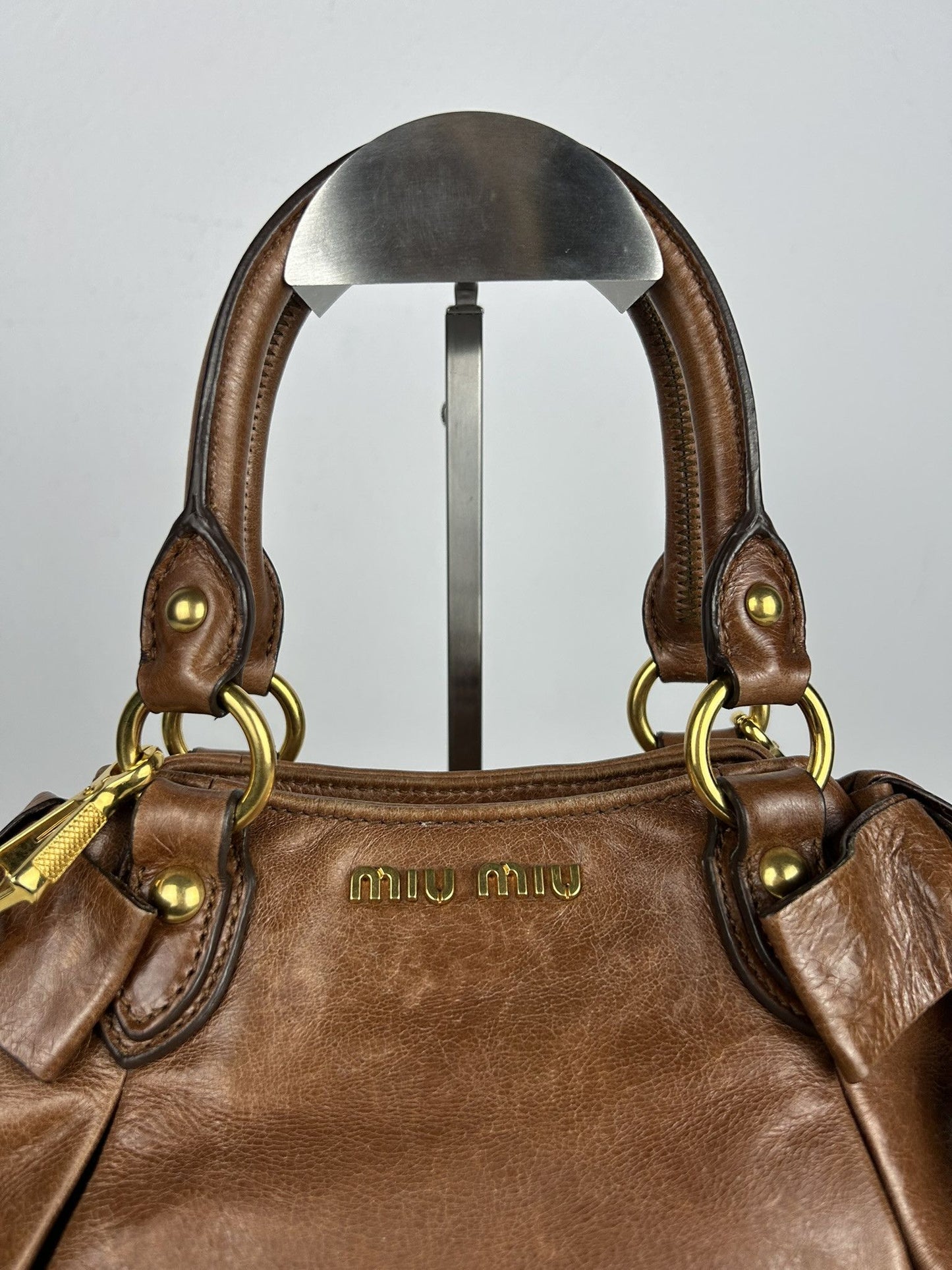 Miu miu mini bow bag in brown