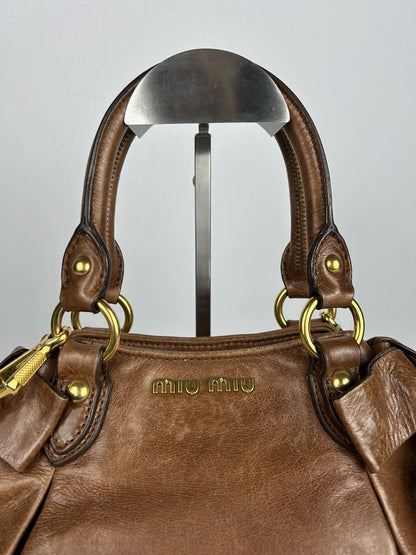 Miu miu mini bow bag in brown