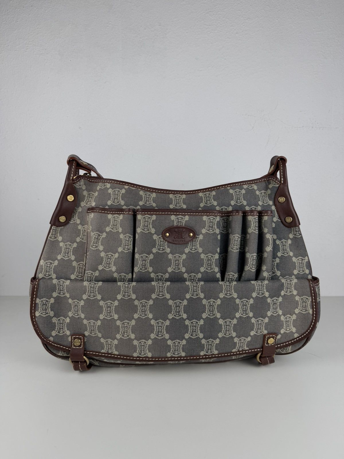 Celine macadam monogram denim shoulder/ crossbody bag