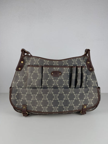 Celine macadam monogram denim shoulder/ crossbody bag