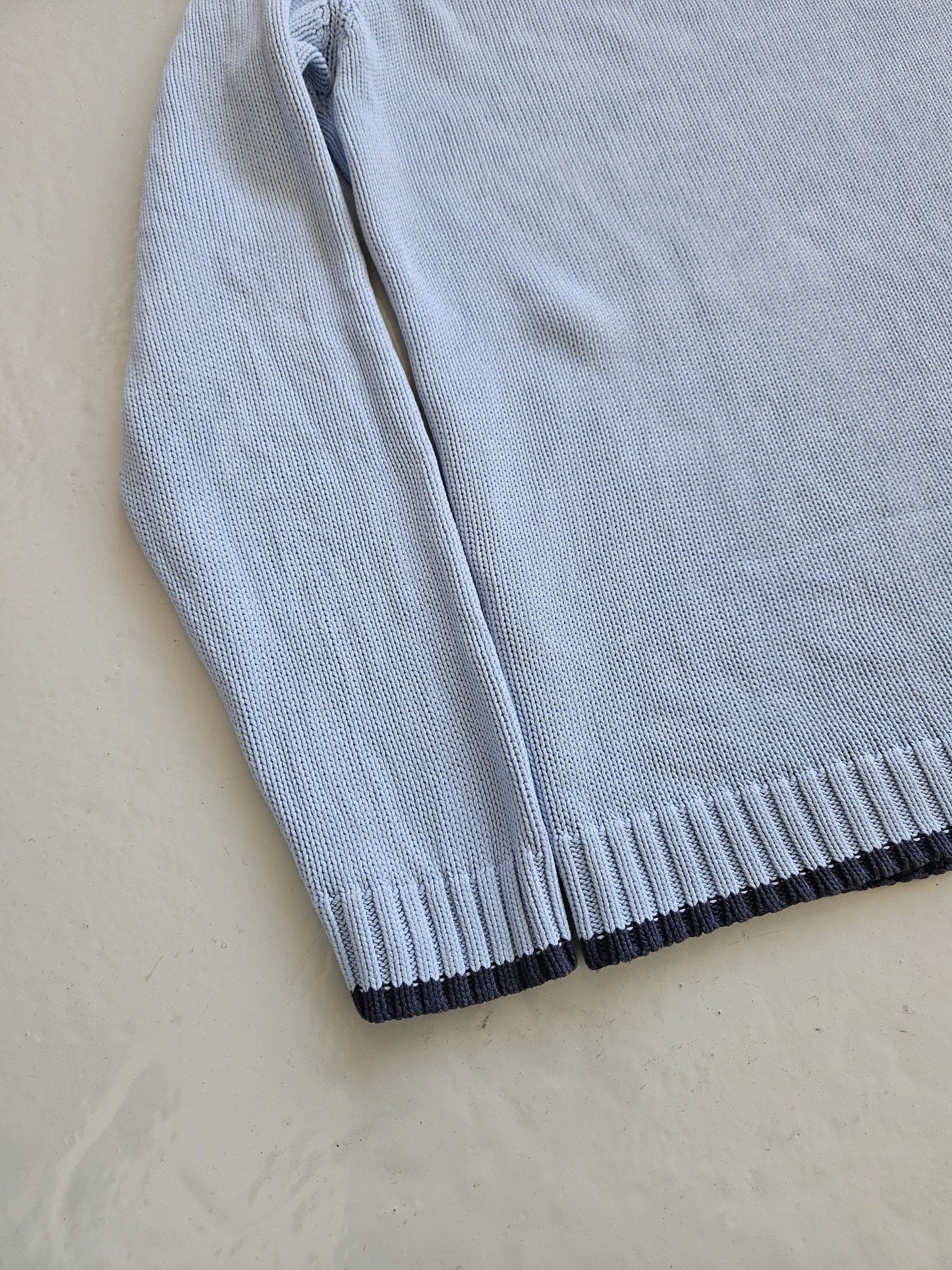 Vintage ysl baby blue embroidered logo thick knit sweater