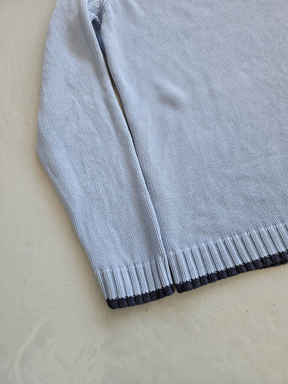 Vintage ysl baby blue embroidered logo thick knit sweater