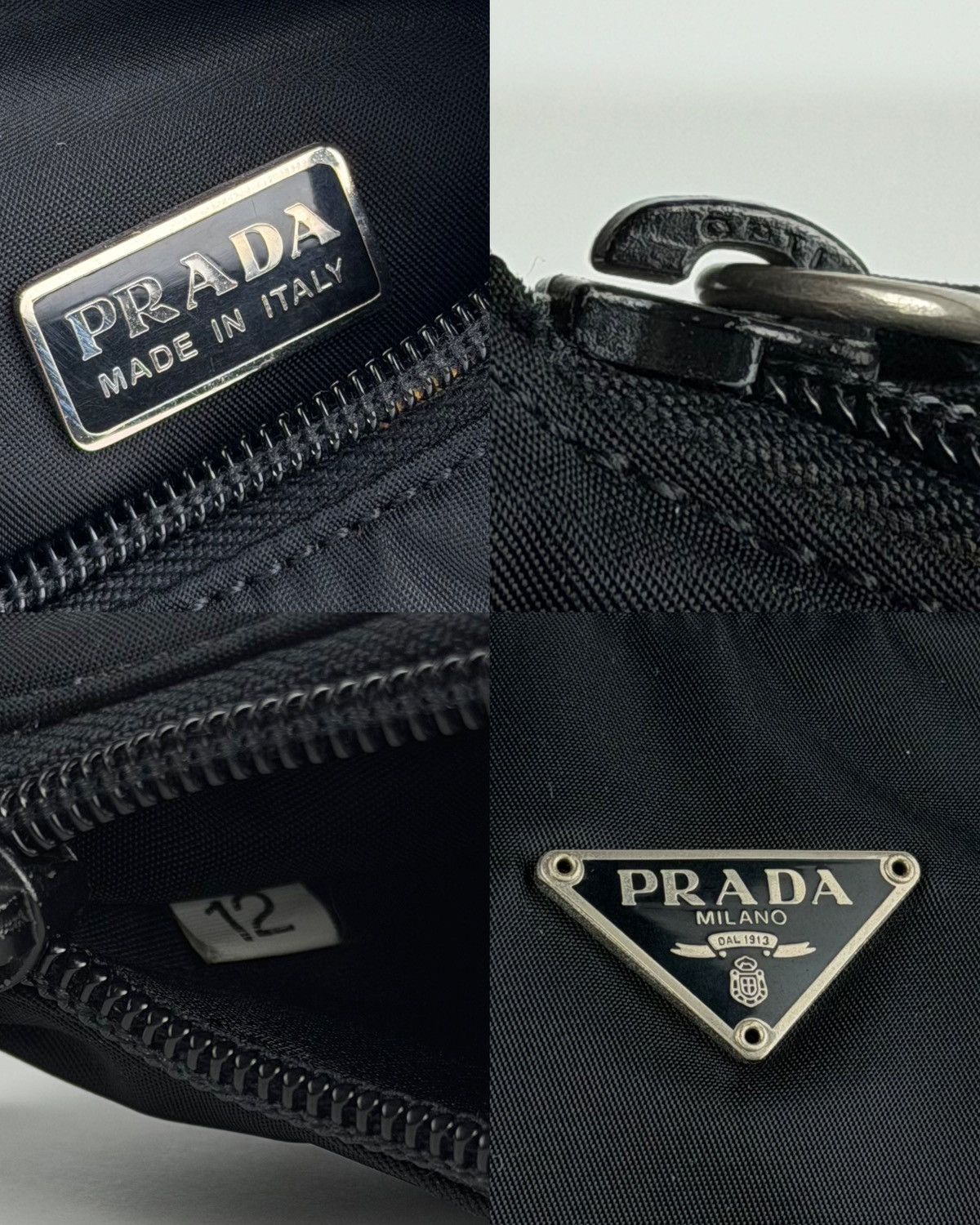 Vintage prada tessuto nylon triangle logo mini hobo bag