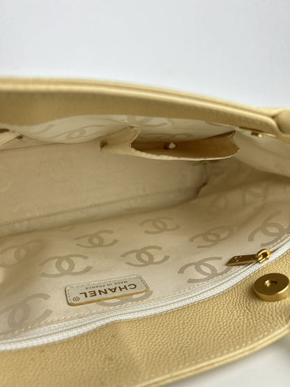 2004-2005 Chanel coco mark caviar open tote bag in buttery