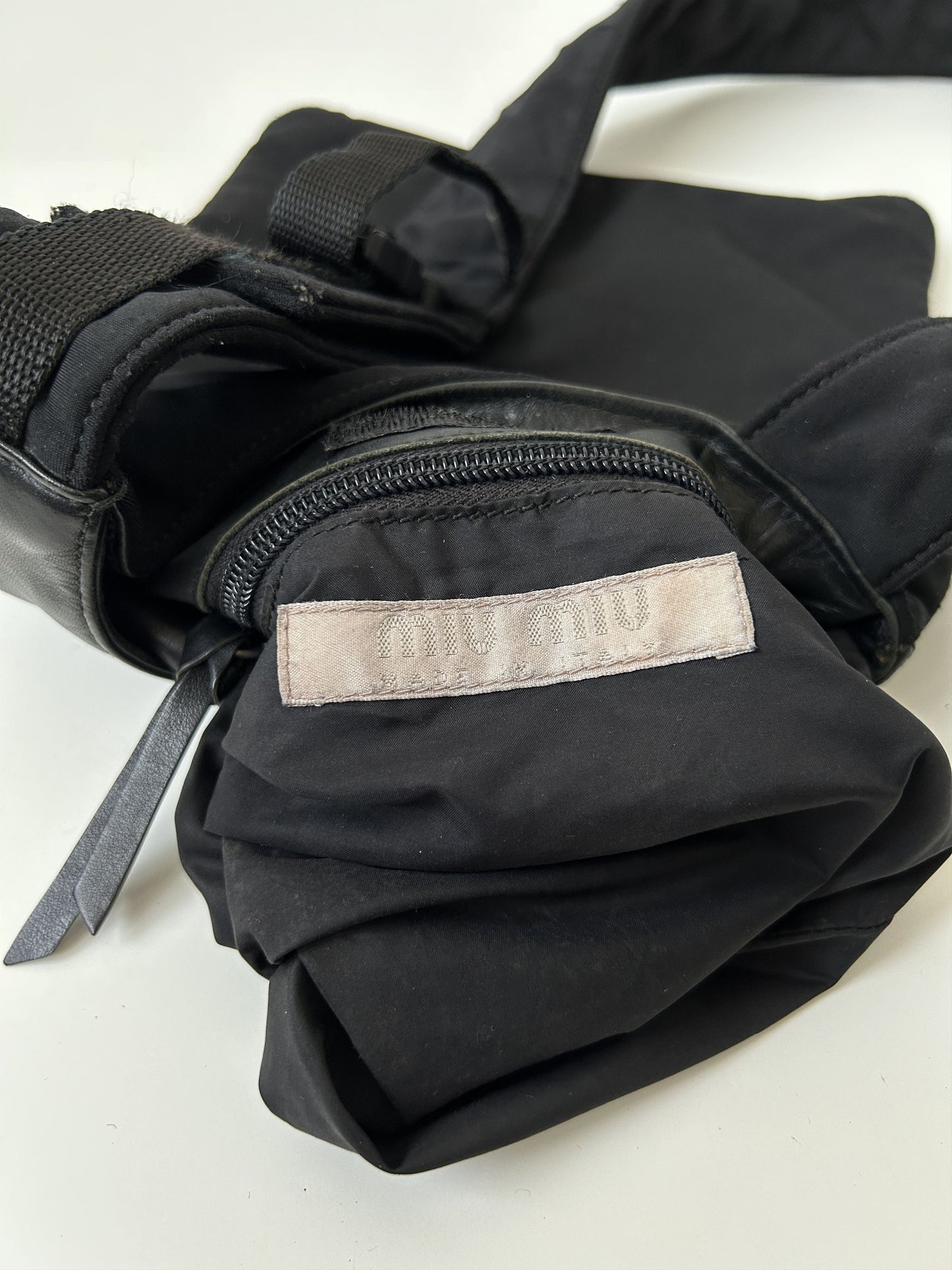 Archive AW1999 miu miu leather nylon crossbody/ sling bag