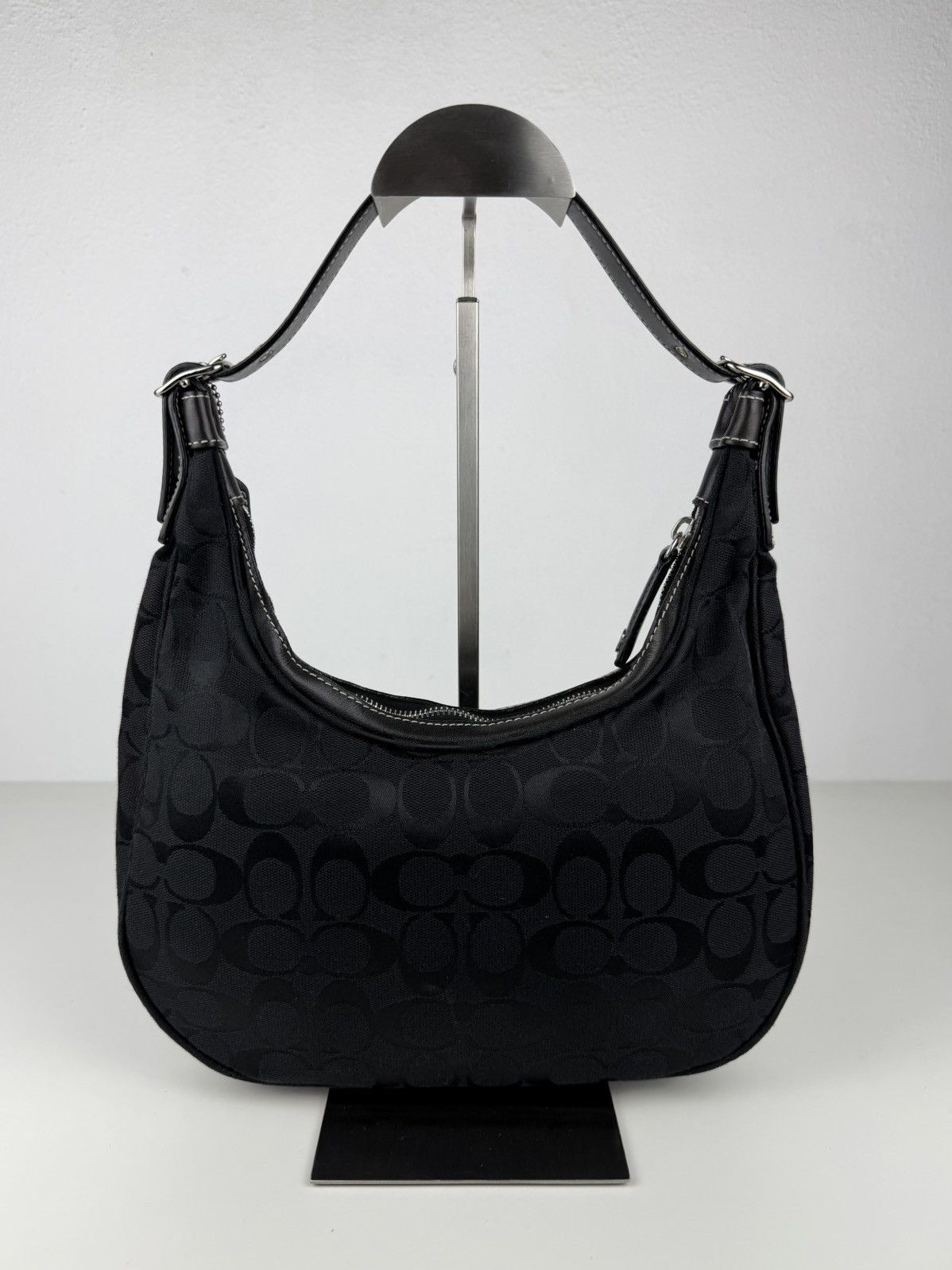 Coach signature jacquard half moon small hobo bag
