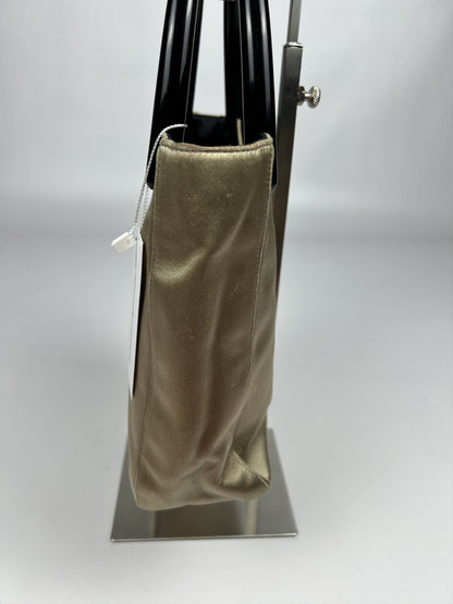 Prada triangle logo velvet plastic handle mini tote bag