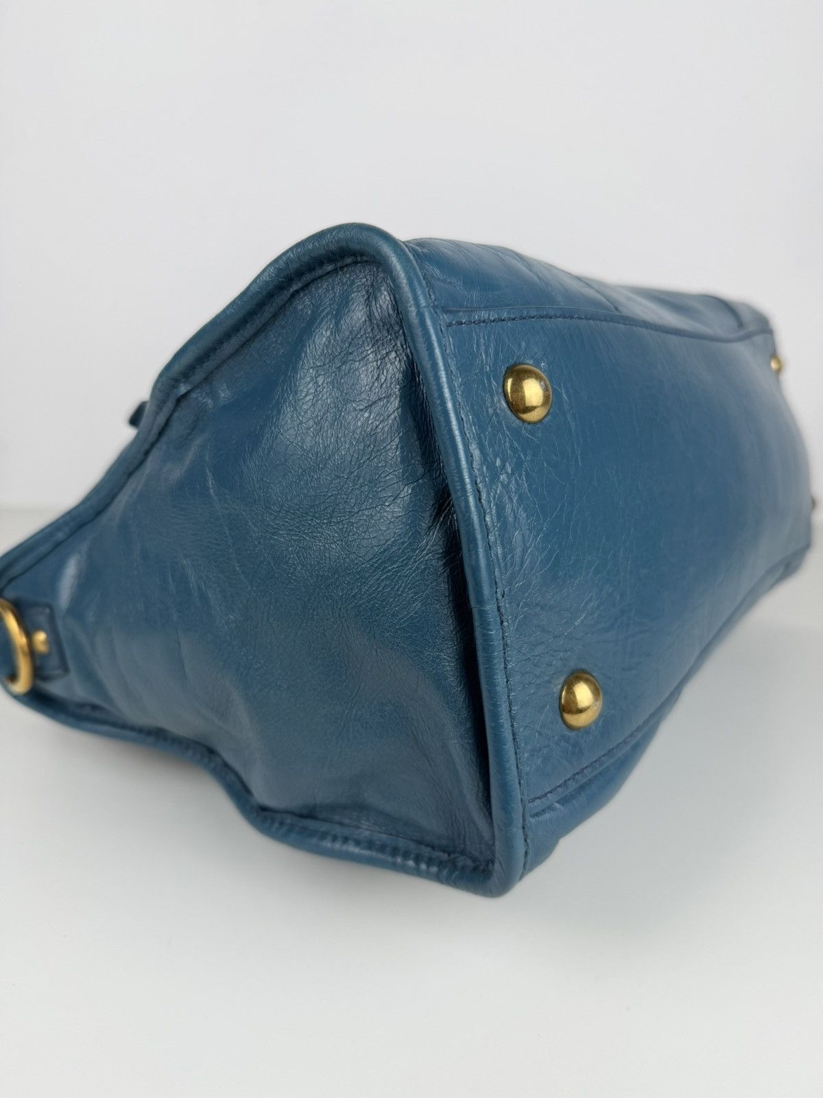 Miu miu vitello lux top zip handbag in turquoise