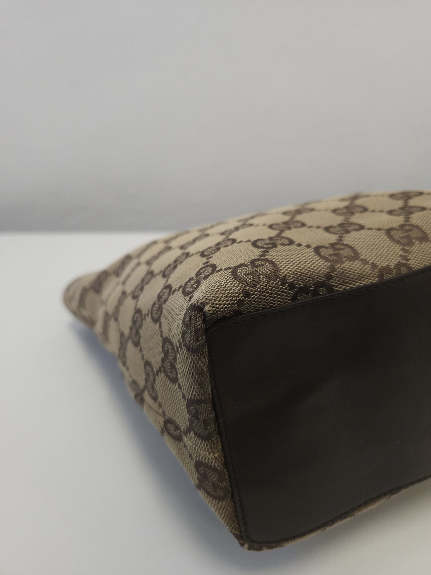 Vintage y2k Gucci gg monogram canvas and leather tote bag