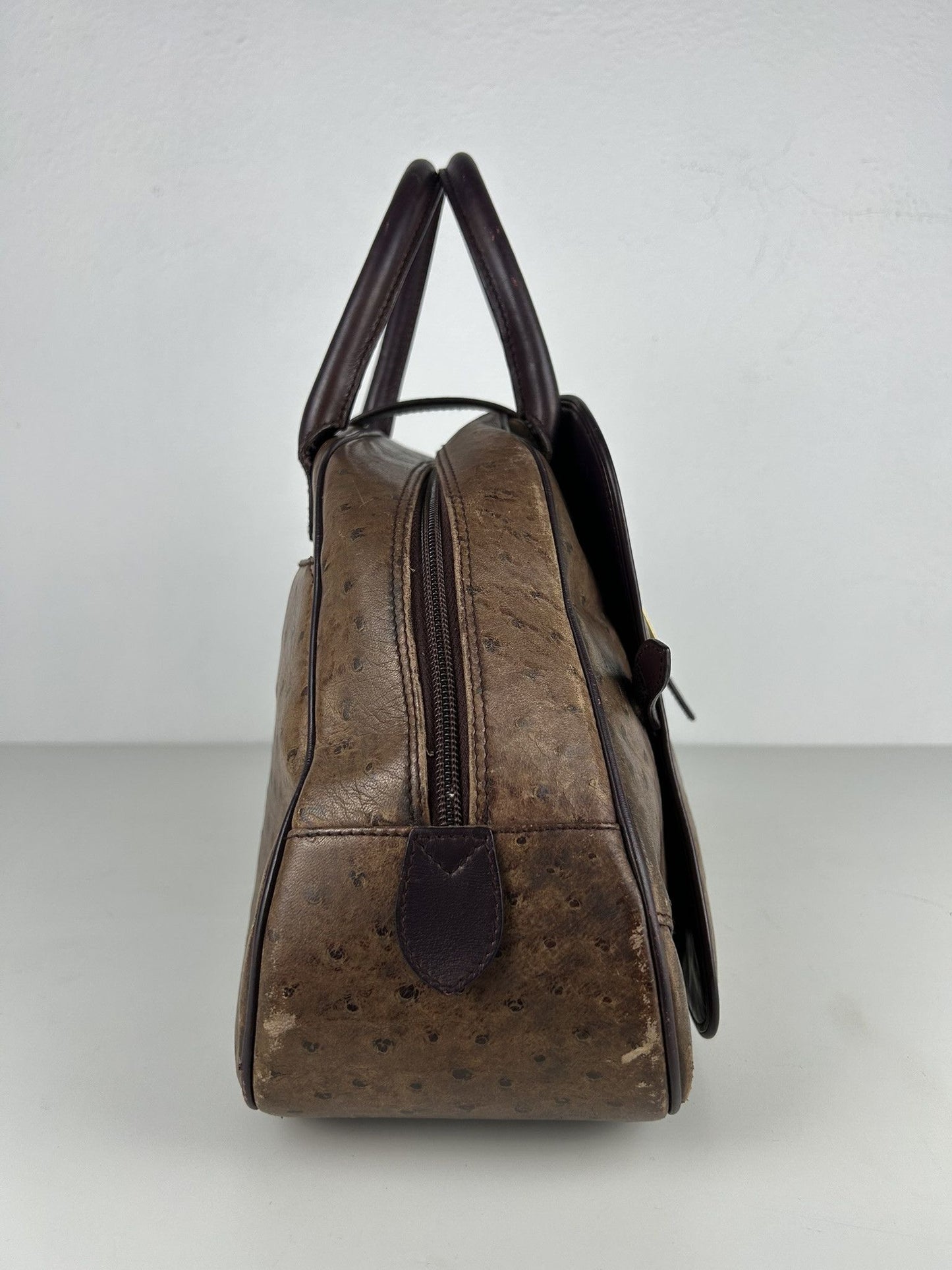 2000 Dior by John Galliano double saddle leather bowling bag