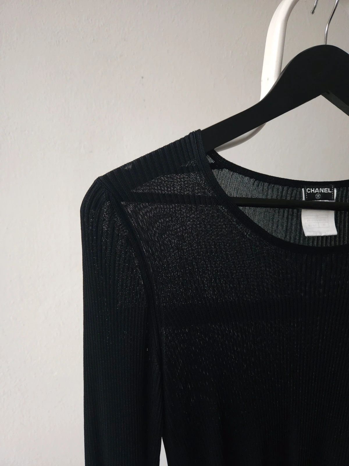 SS2001 Chanel viscose ribbed see through knit