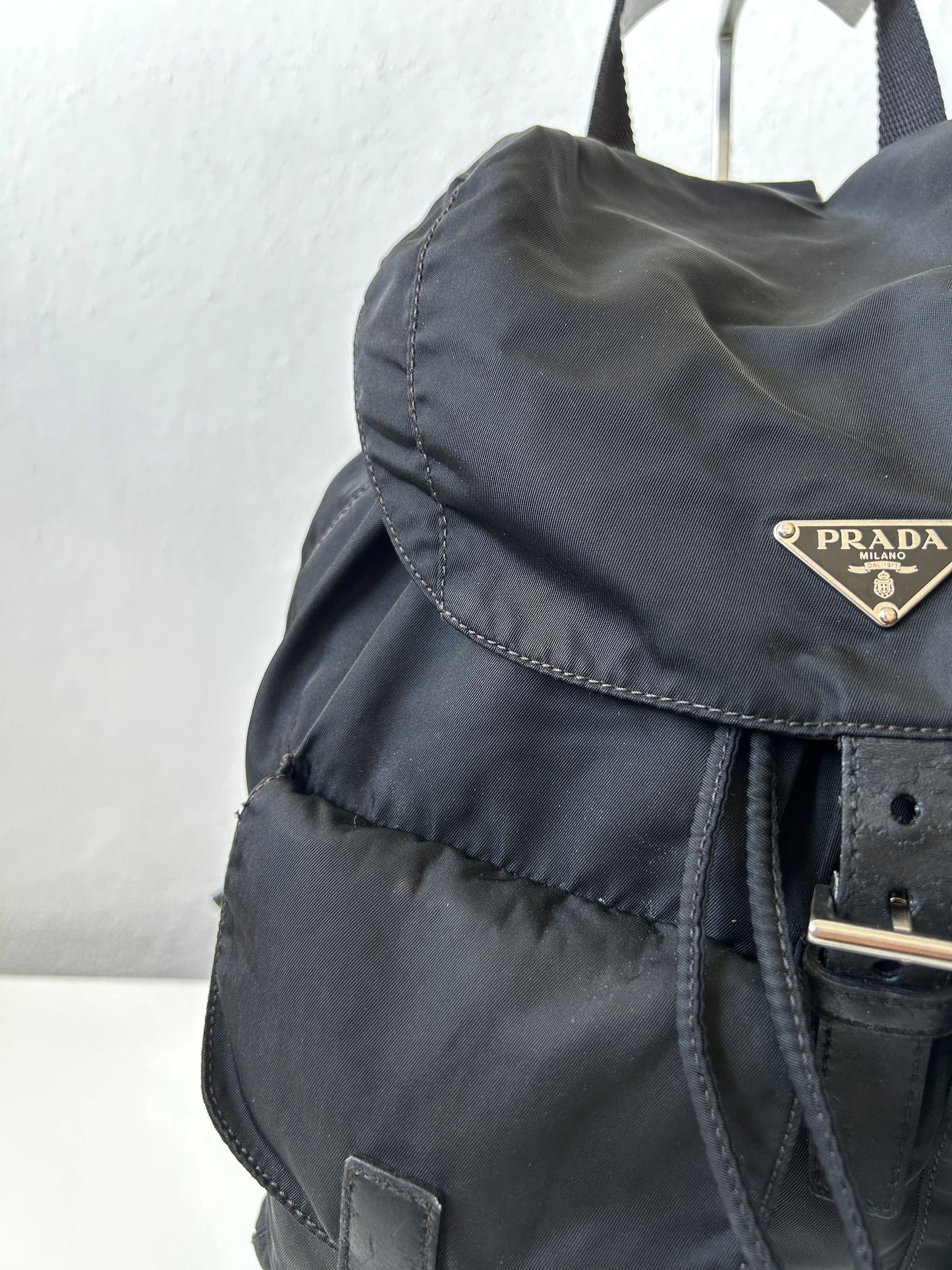 Prada nylon triangle logo cargo backpack