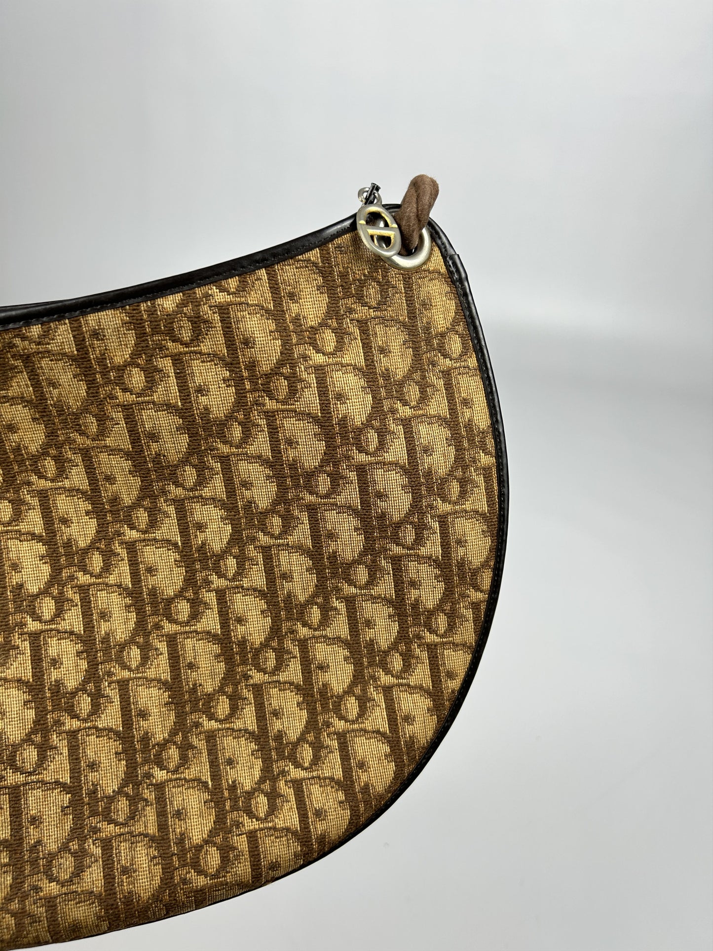 Vintage 80s Dior trotter oblique monogram rope shoulder bag