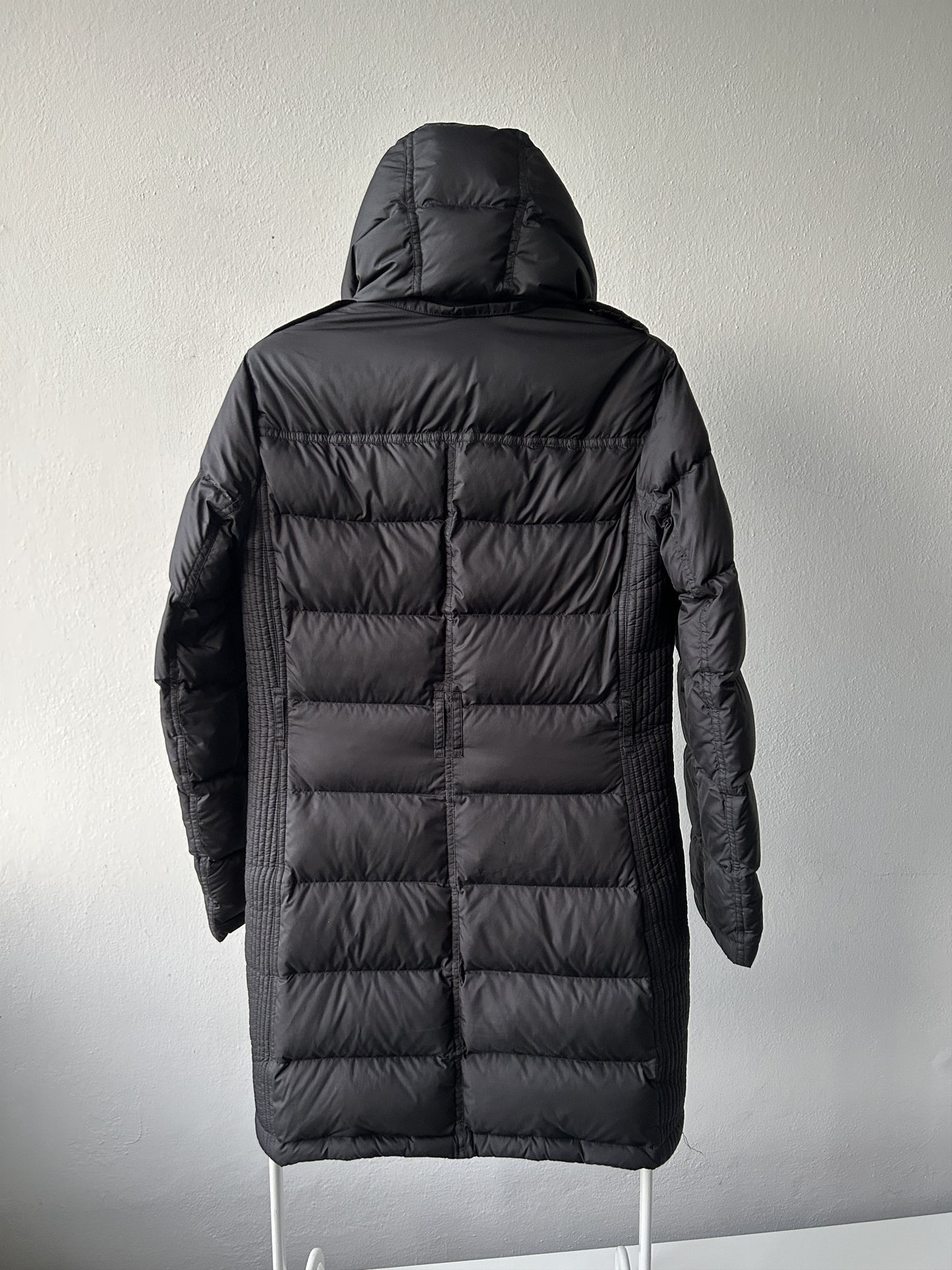 Burberry long hooded puffer coat