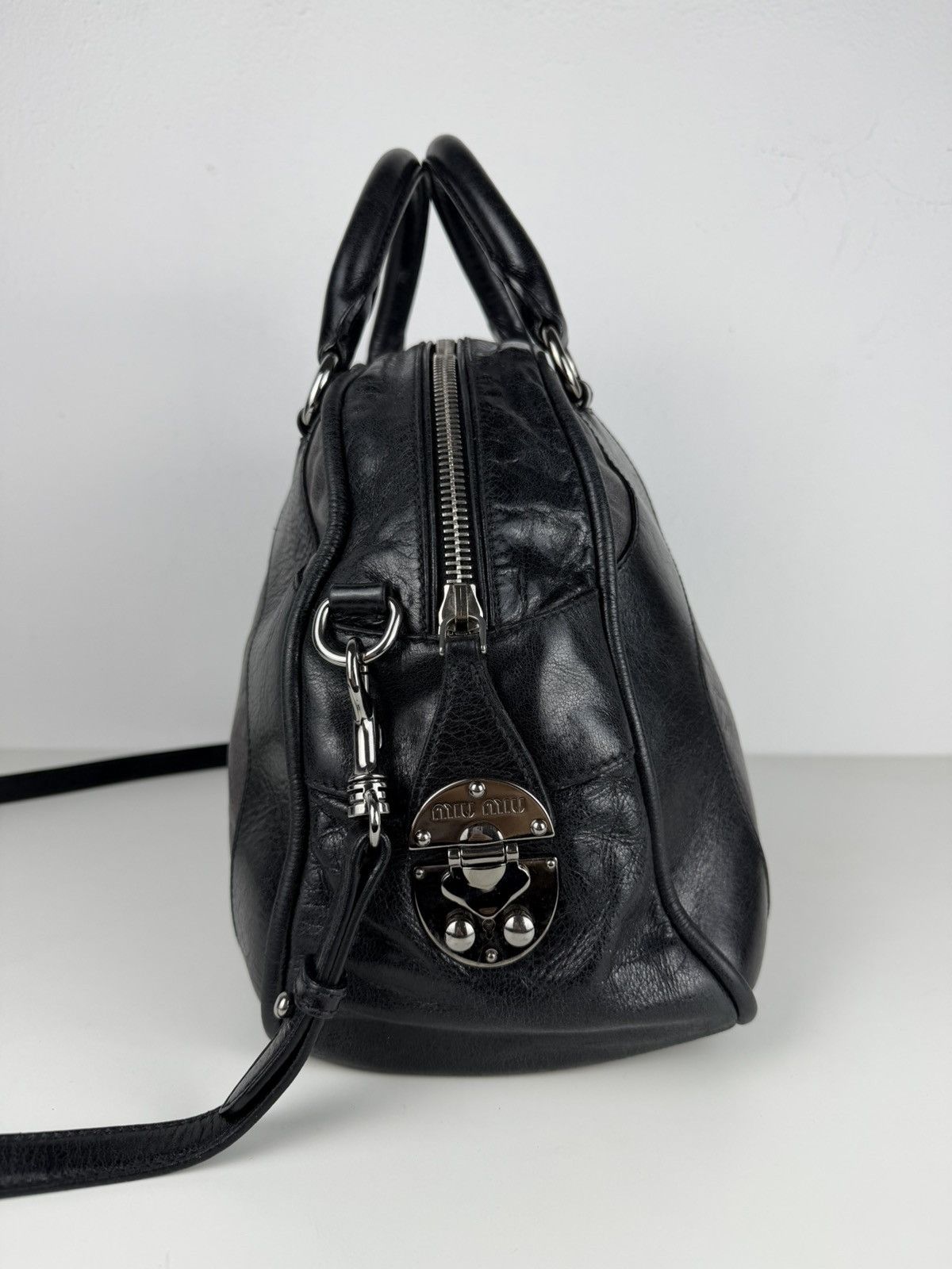Miu Miu leather bowling bag