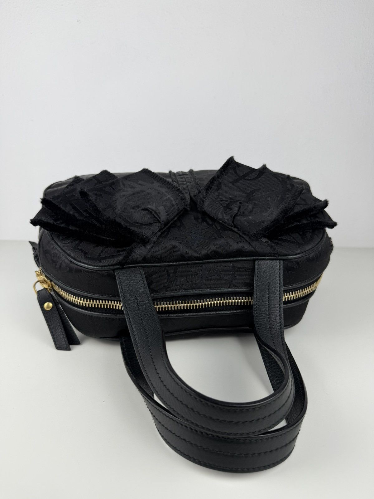 YSL Rive Gauche monogram obi bow bowler bag