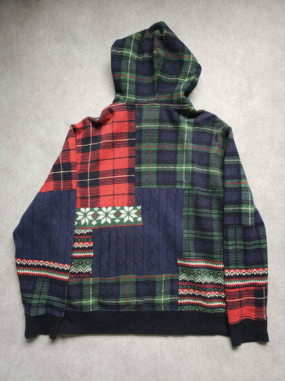 Ralph lauren patchwork print fleece lined zip hoodie