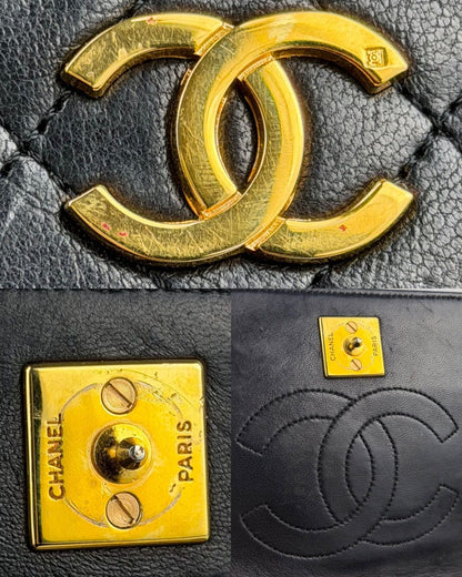 Vintage Chanel CC lambskin mini matelasse full flap