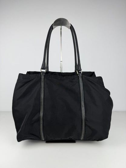 Prada tessuto nylon triangle logo tote bag