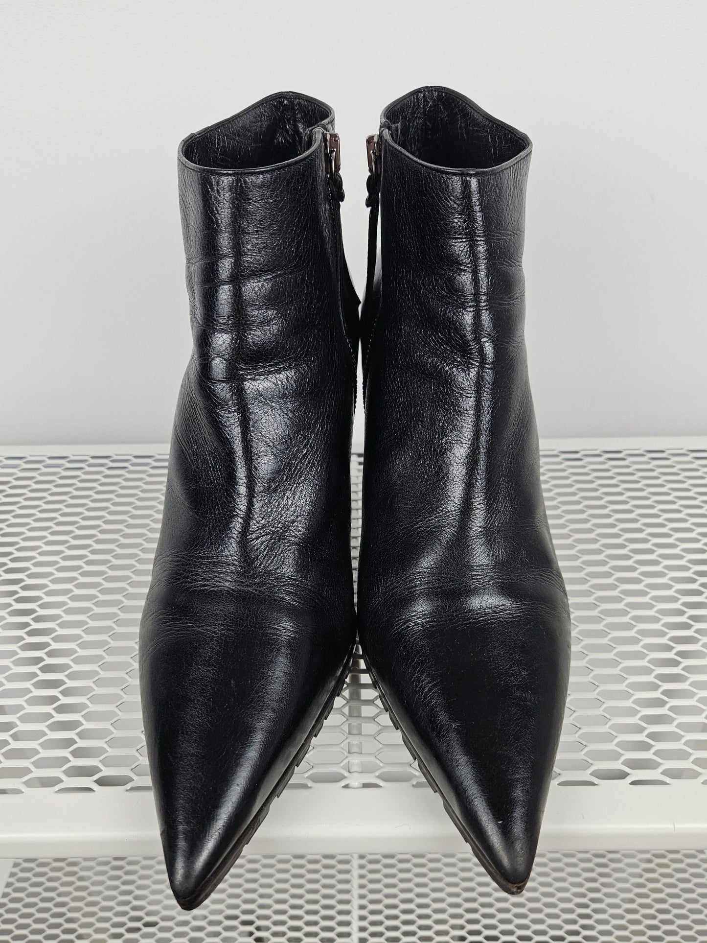 Miu Miu stiletto high heel ankle boots notched sole