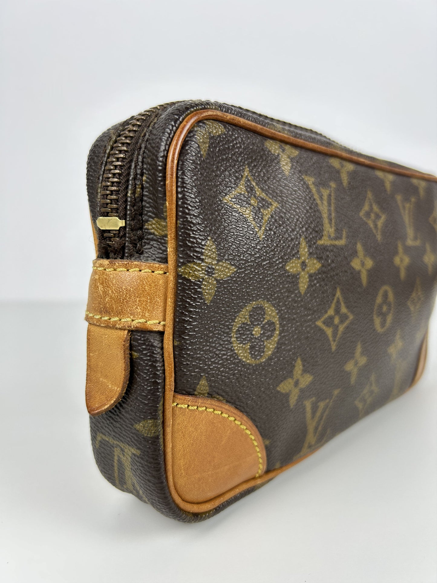 Vintage 80s Louis Vuitton marly dragonne monogram wristlet clutch bag