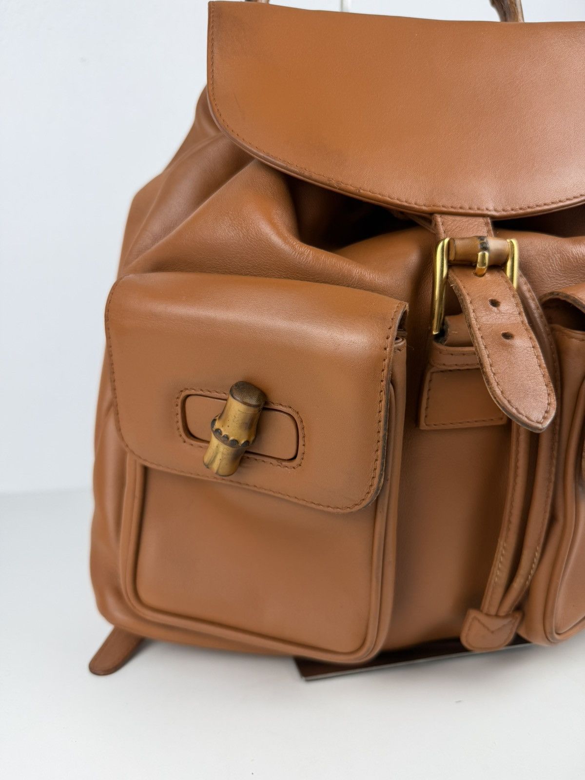 Vintage 80s Gucci bamboo cargo backpack
