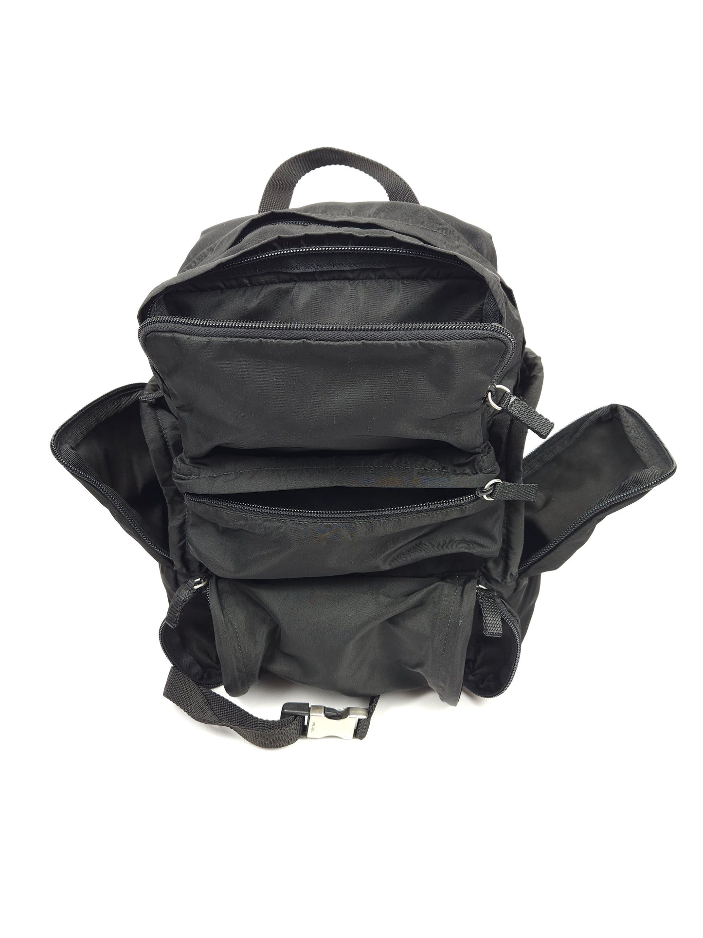 Prada triangle logo nylon multipocket backpack