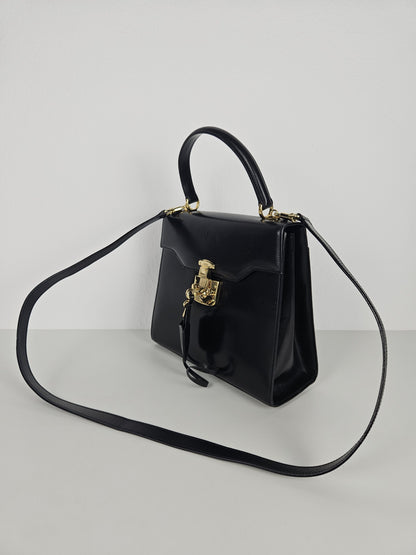 Vintage 80s Gucci lady lock box leather handbag