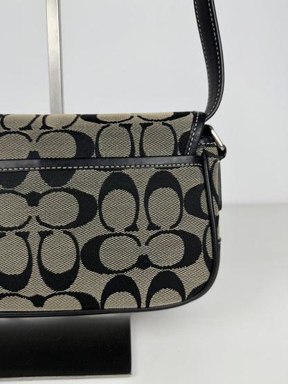 Coach signature leather and canvas shoulder/ crossbody bag
