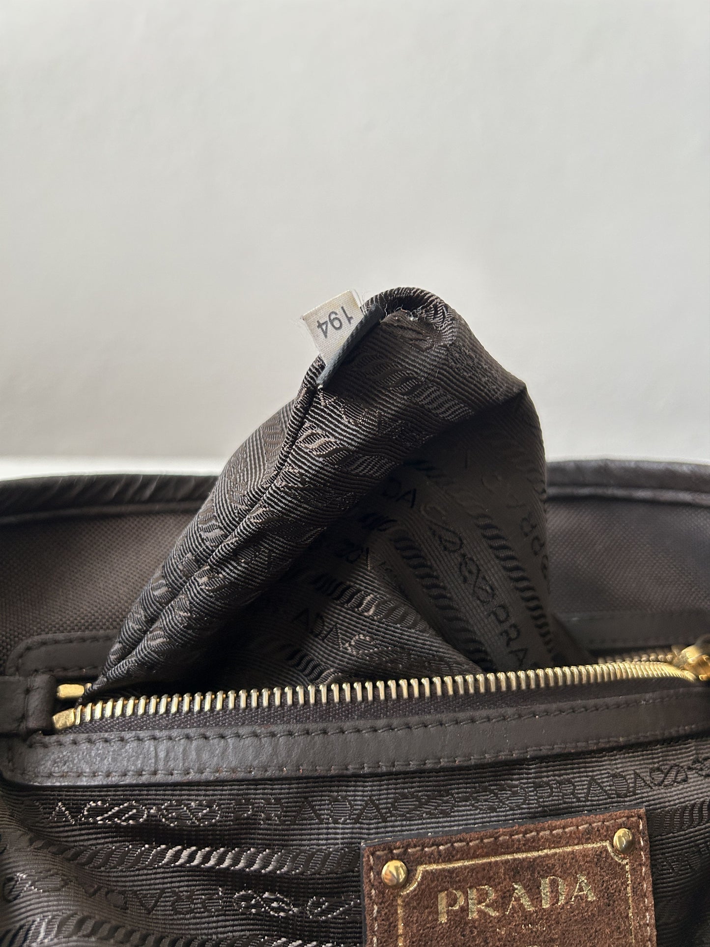 Prada canvas and leather triangle logo tote bag